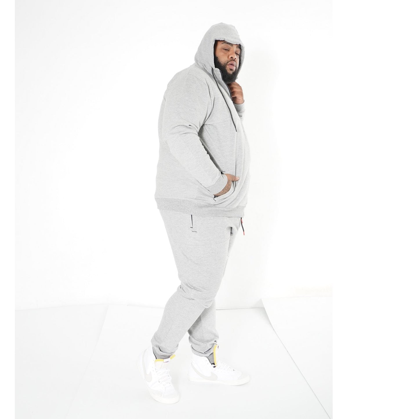M3707 Tech Fleece Zip Up Hoody Set - Gray