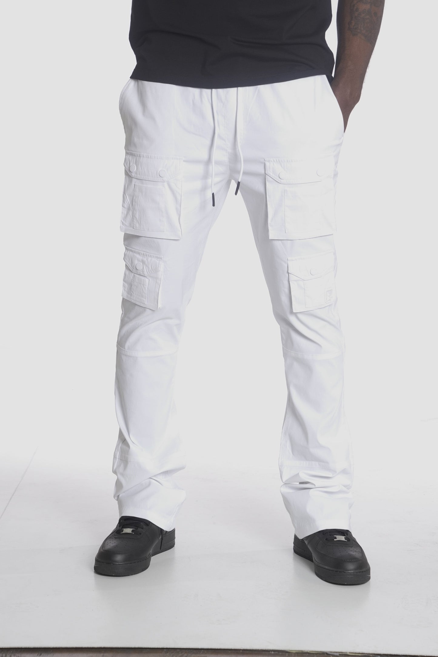 M1633 Colton 34” Stack Nylon/Spandex Sweat Pants - White