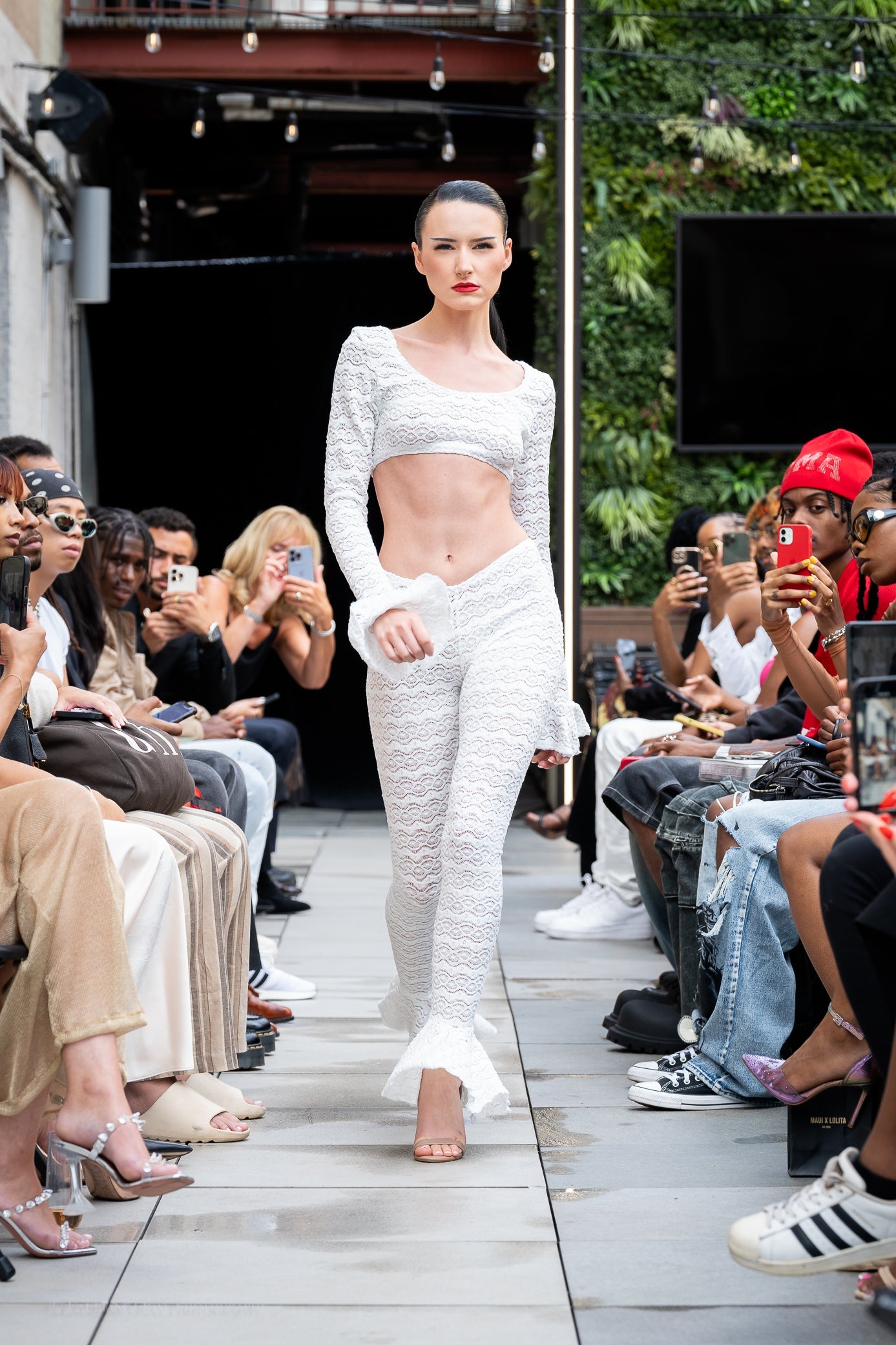 Scarlet Lace Knit Two-Piece Set