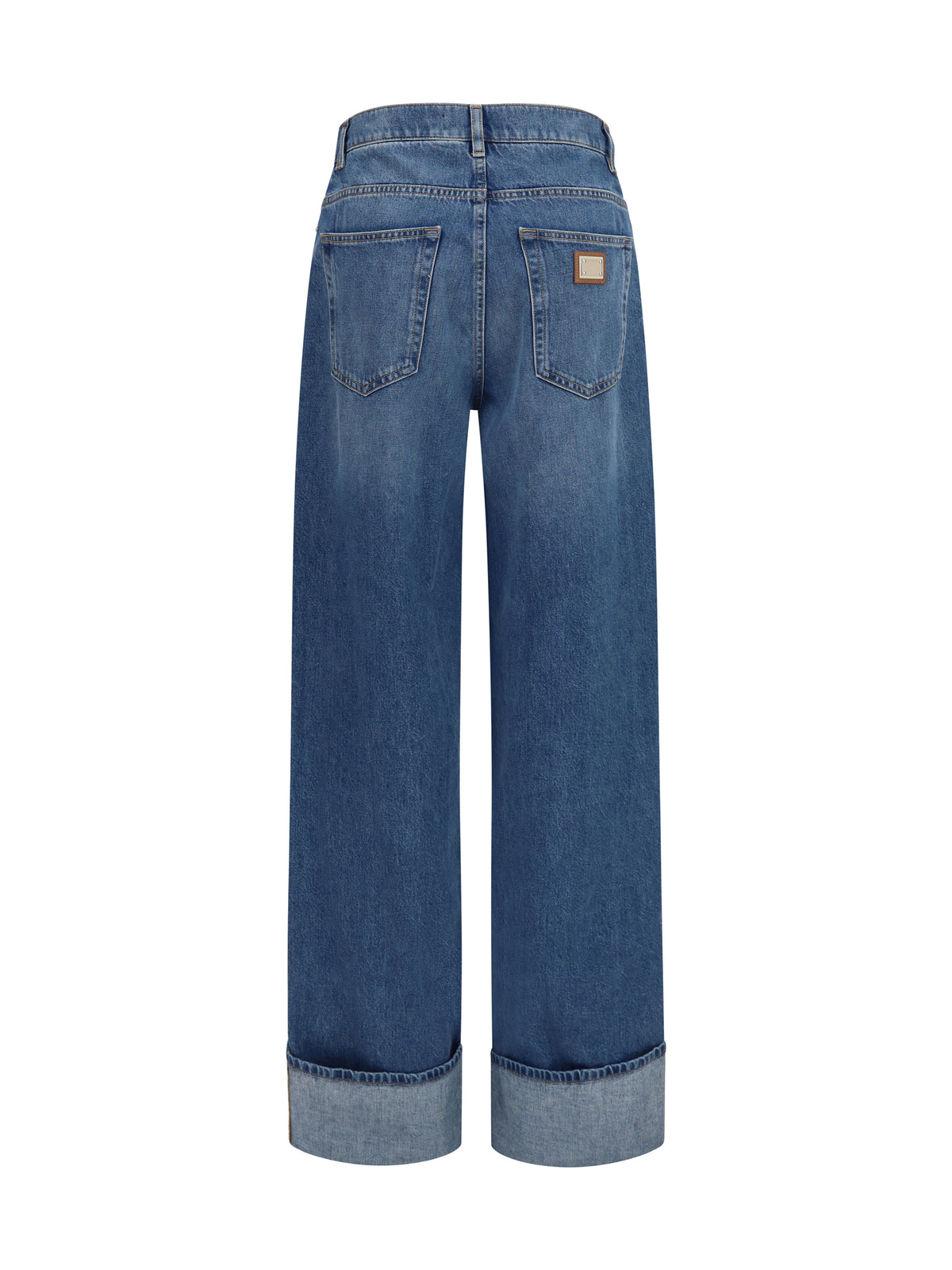 Low-Rise Straight Jeans with Turn-Ups