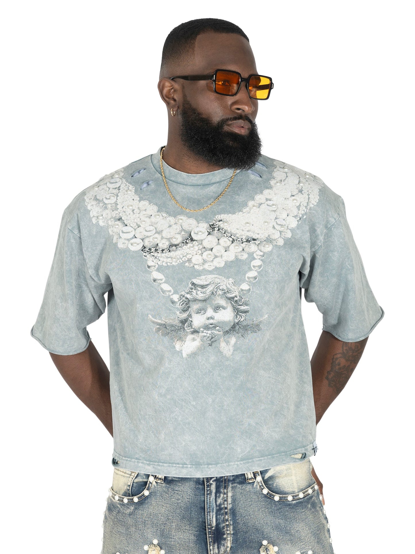 F111 La Perla Vintage Crop Tee - Gray