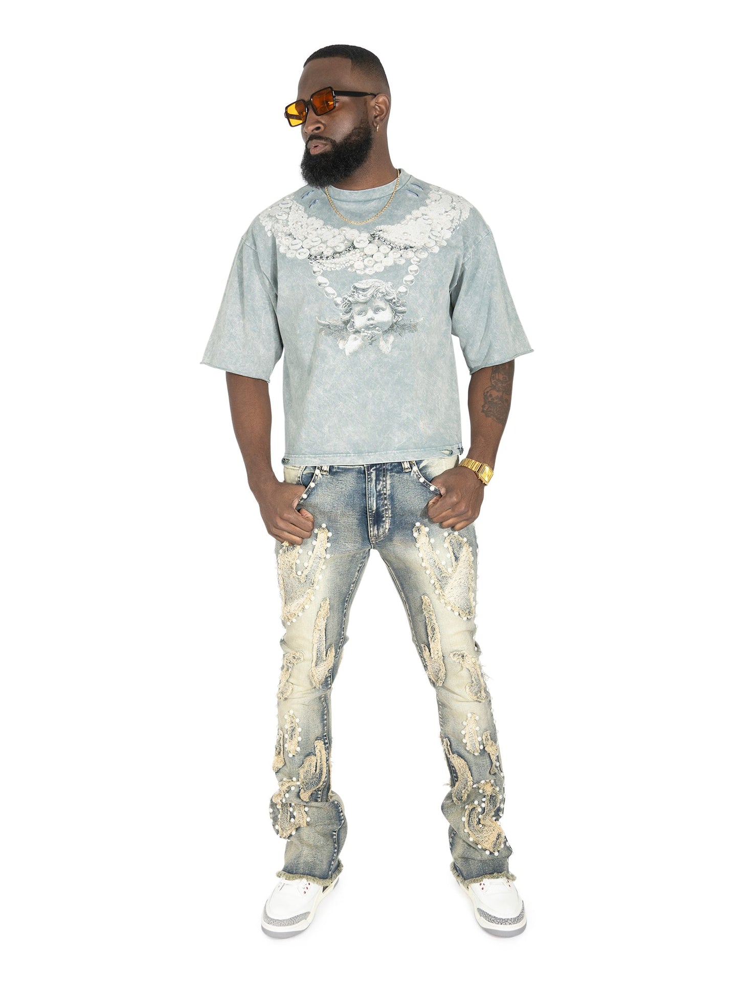 F111 La Perla Vintage Crop Tee - Gray