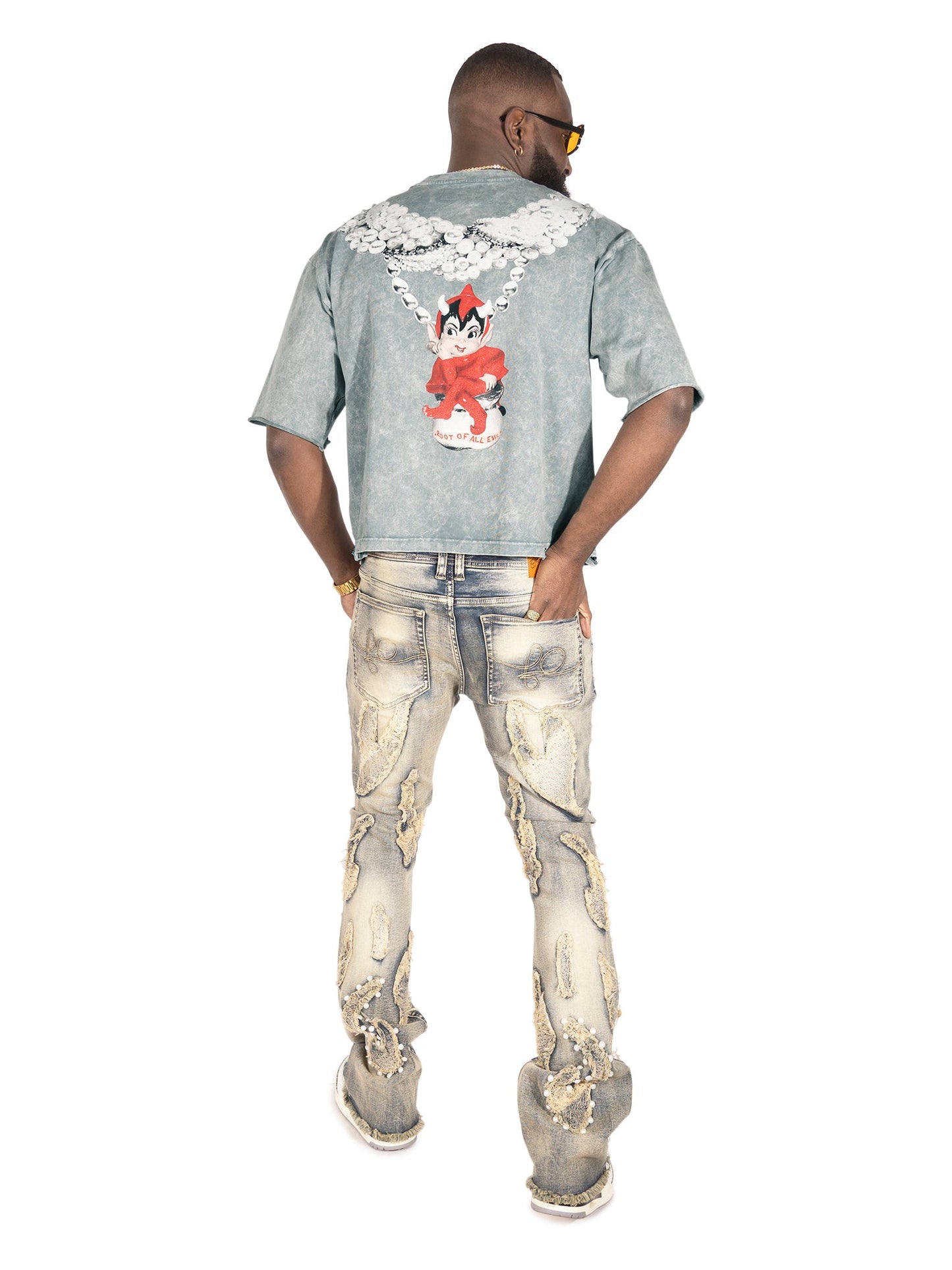 F111 La Perla Vintage Crop Tee - Gray