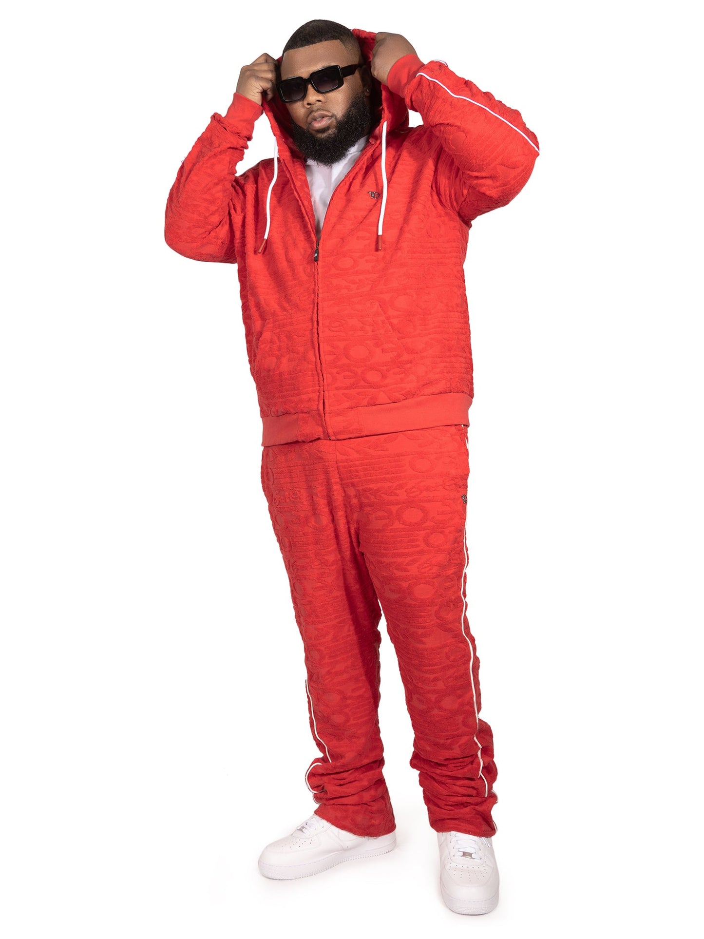 F4378 Baroque Burn Out Terry Set - Red