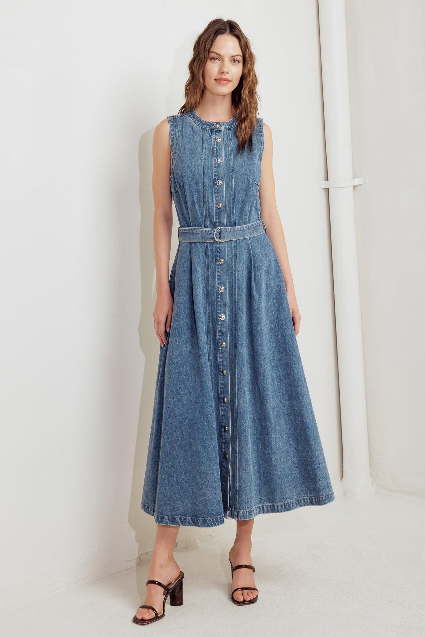 denim dress rodeo Midnight Midi Inlay to for effortless New Red Christmas Dress Size:62 Long