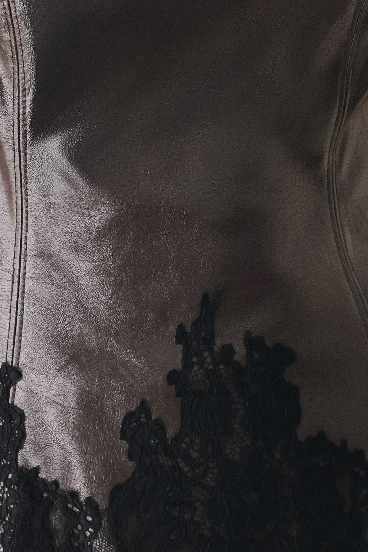LACE AFTER DARK SWEETHEART FAUX LEATHER TOP