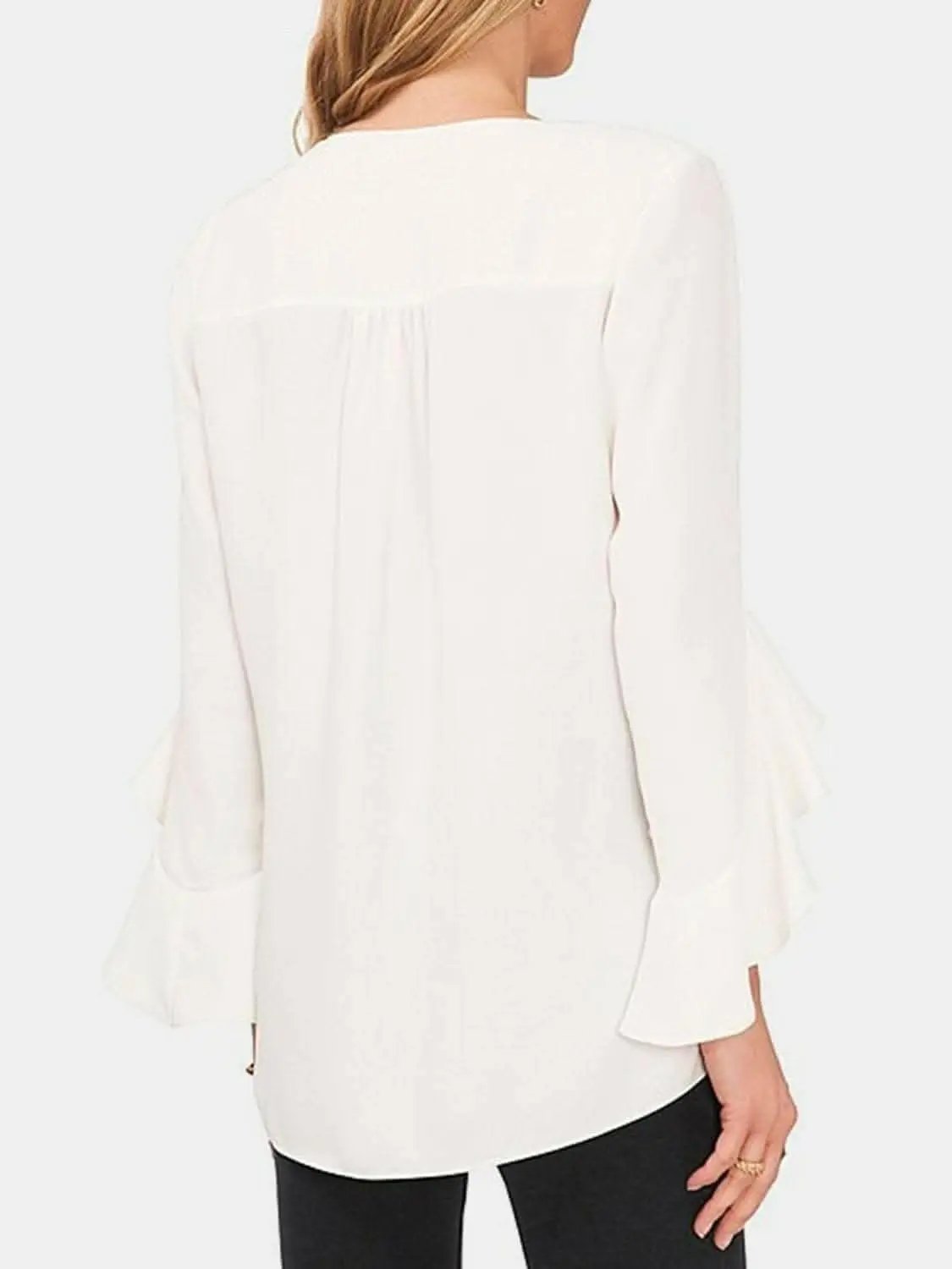 Trendsi Necklaces - Flirty sheer blouse with flounce sleeves