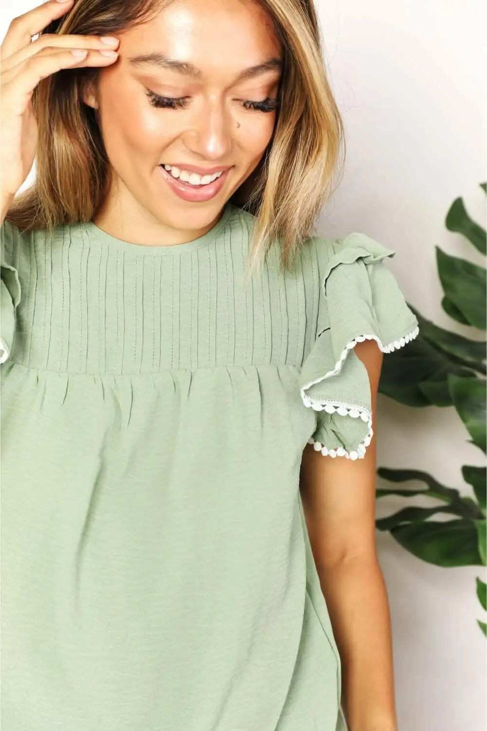 Trendsi TIKTOK - Fluttering pleated blouse - chic style