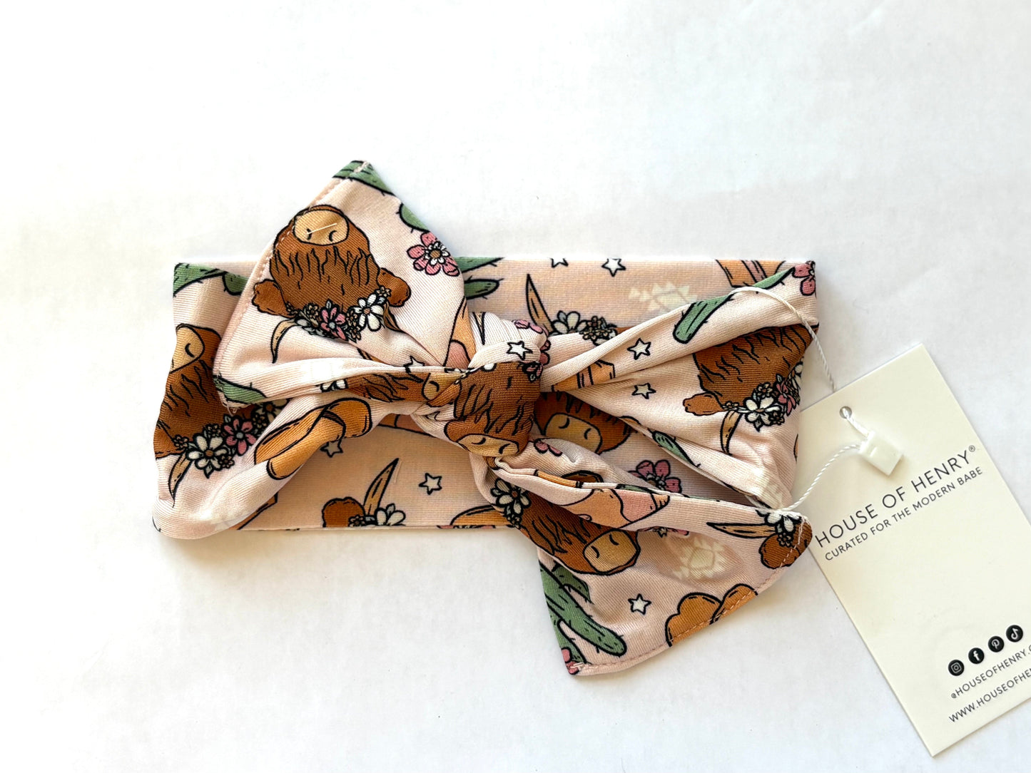 Pink Highland Cow Bow