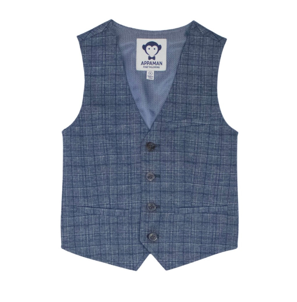 Appaman - Tailored Vest, Chambray Plaid
