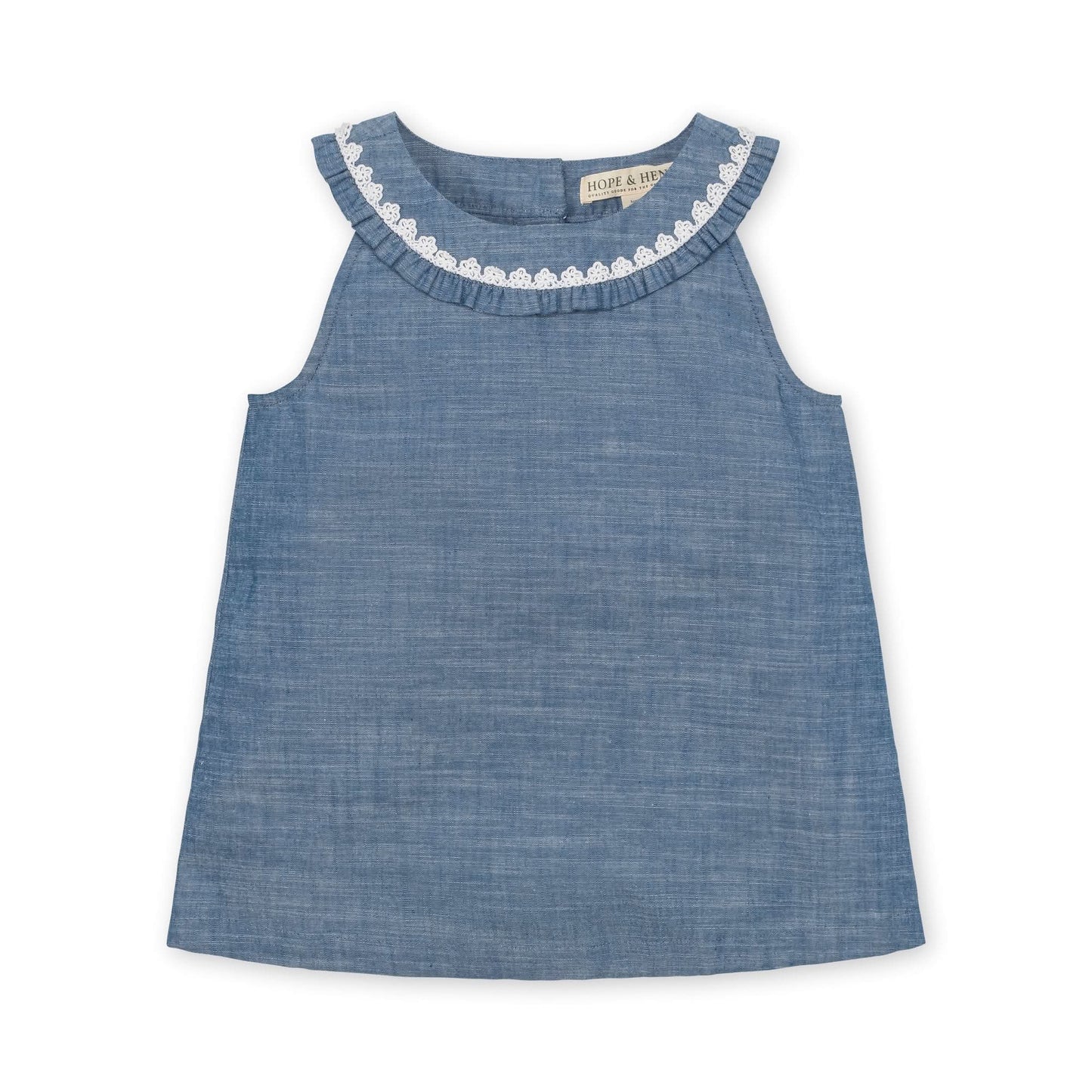 Organic Ruffle Collar Chambray Top