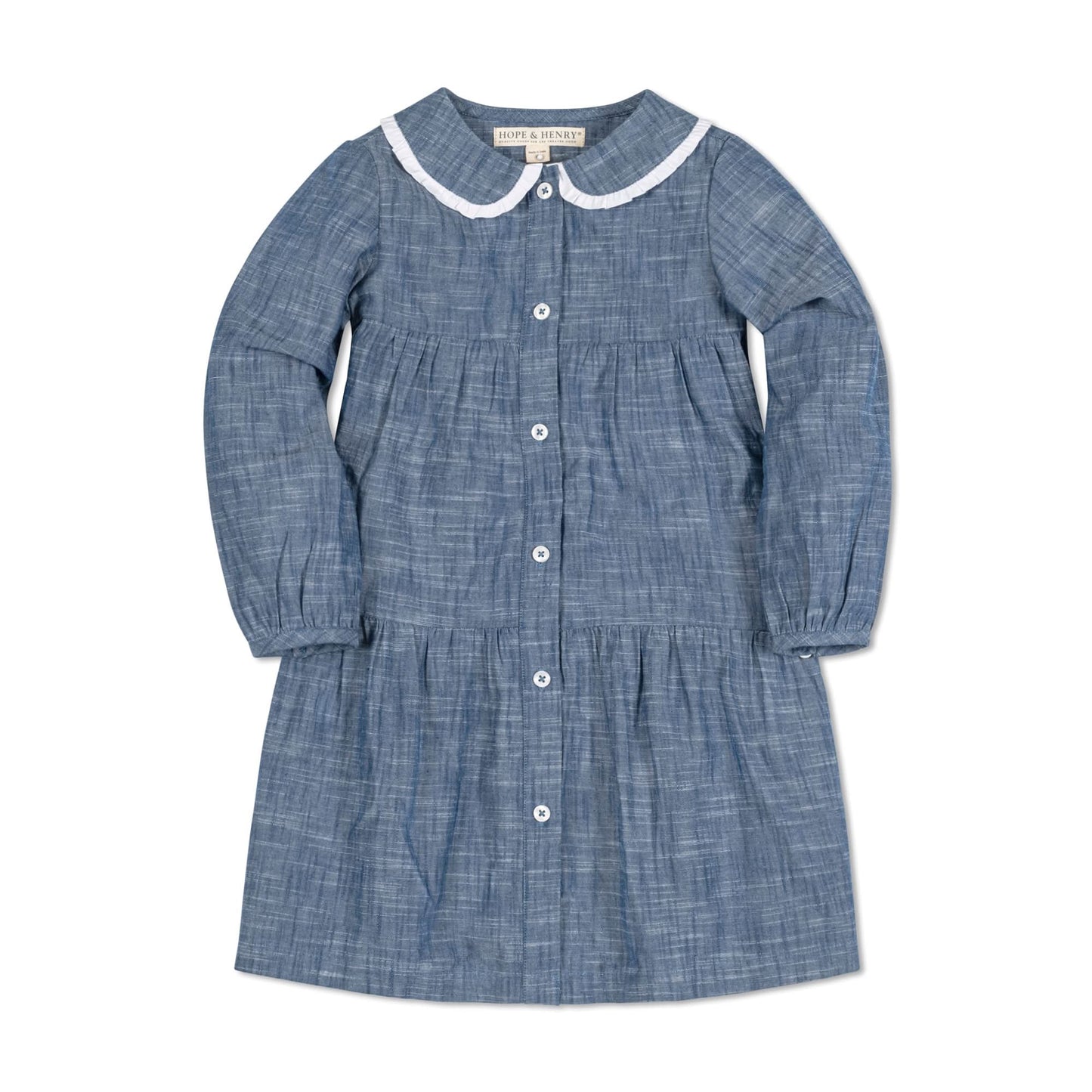 Button Front Organic Chambray Dress