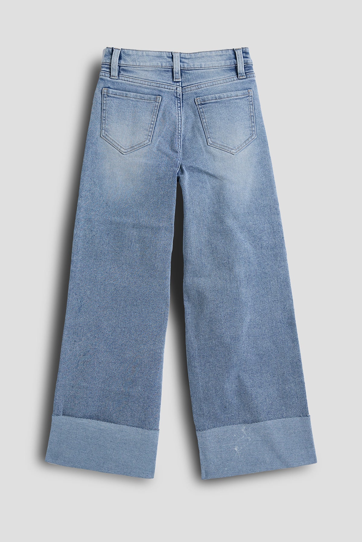 Girls Wide Leg Mega Cuff Raw Hem