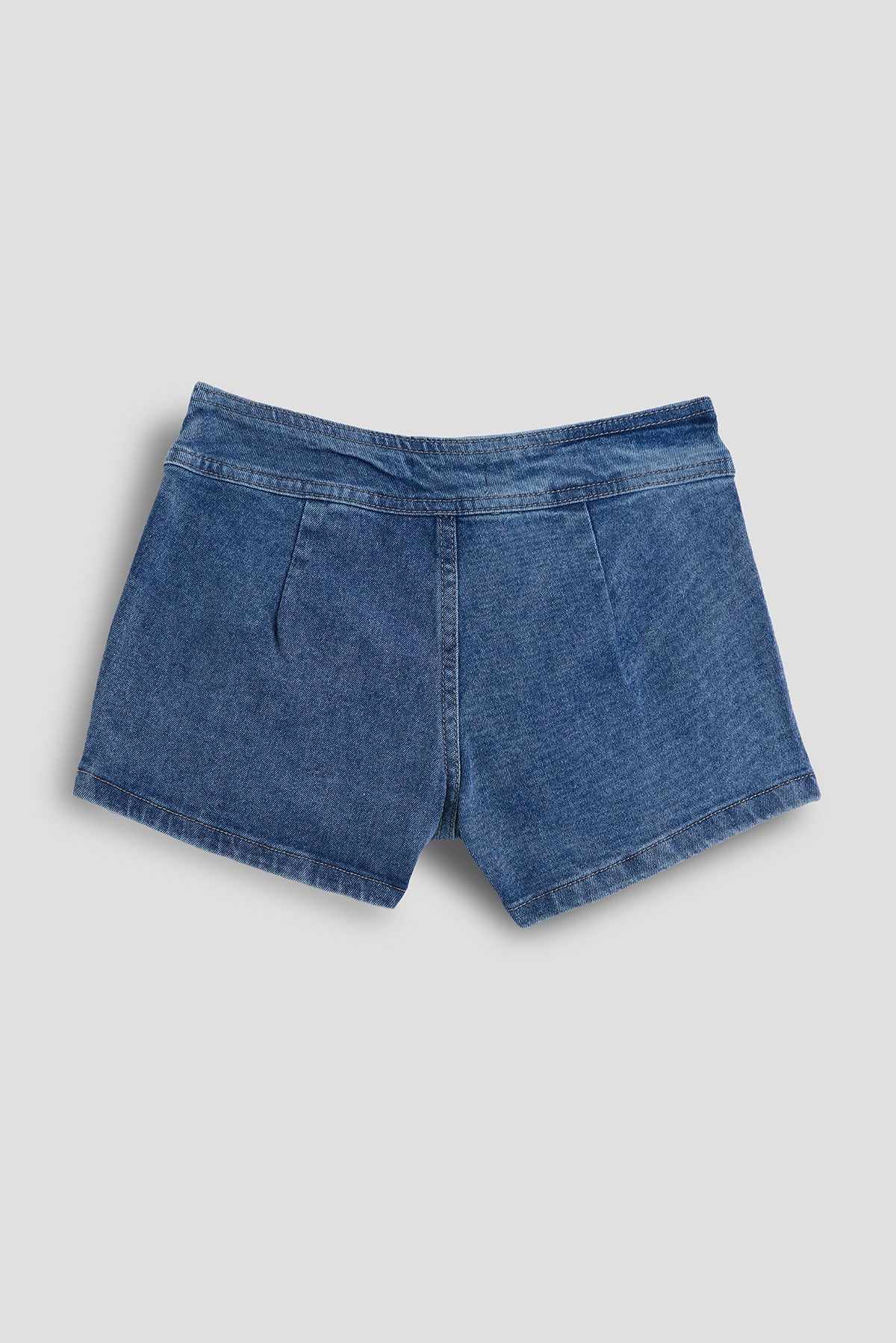Girls Asymmetrical Pleated Denim Skort