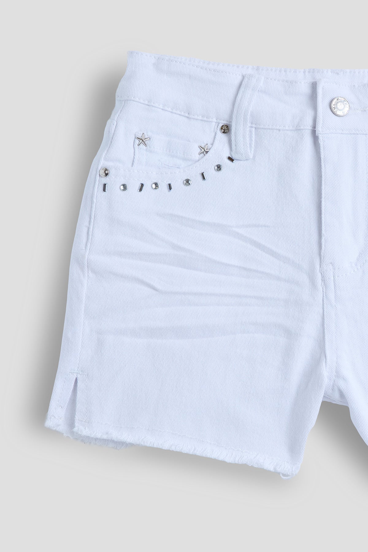 Girls Rhinestone and Fray Hem Short