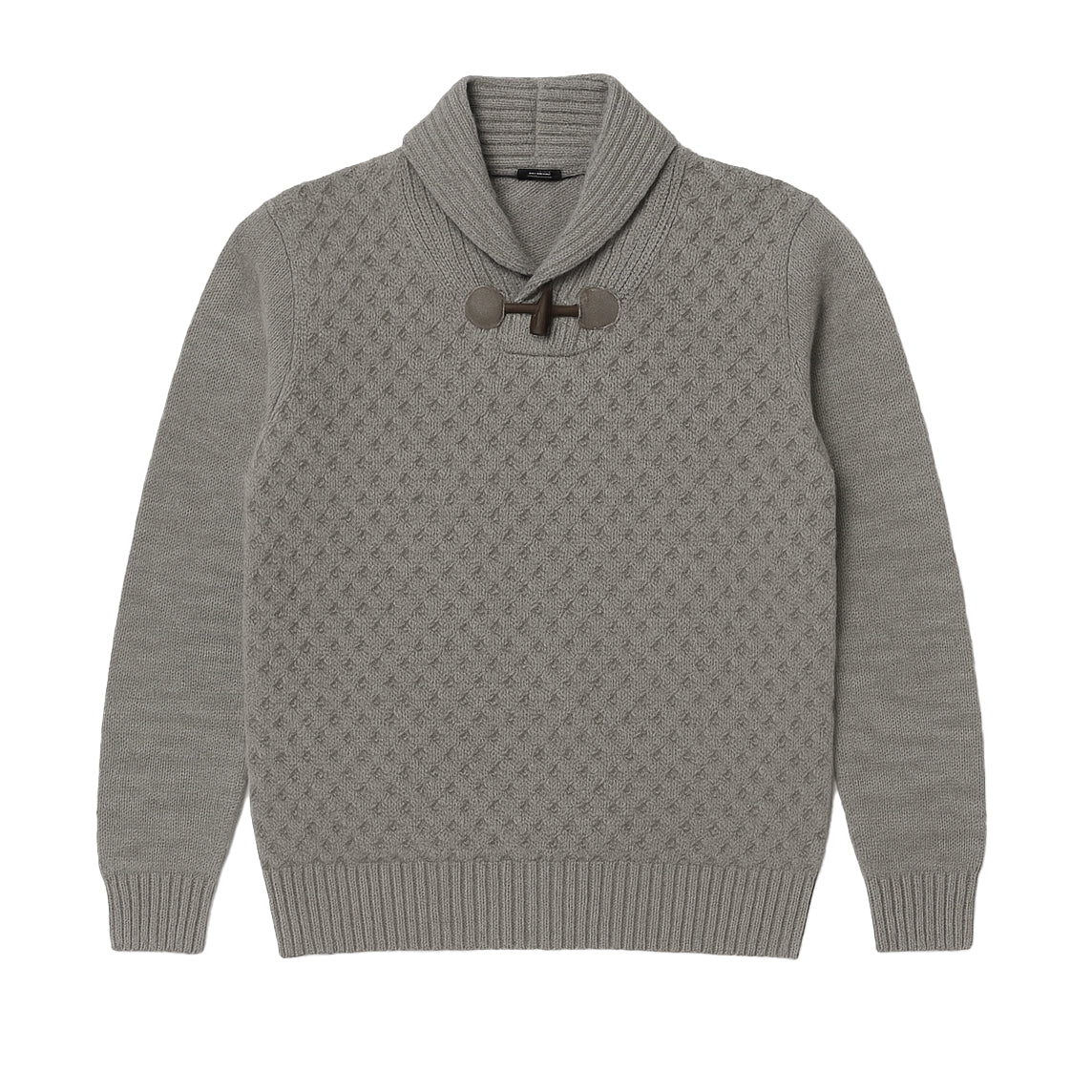 Shawl Collar Cable Knit Sweater - Med Grey