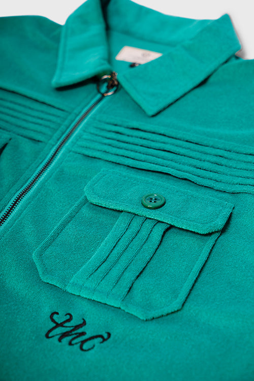 Racket Club Terry Cloth Cabana Short-Sleeve Zip-up Shirt