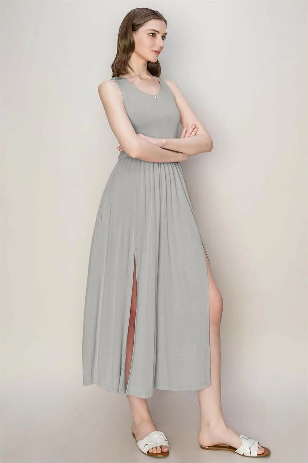 Trendsi HYFVE Sleeveless Slit Midi Dress