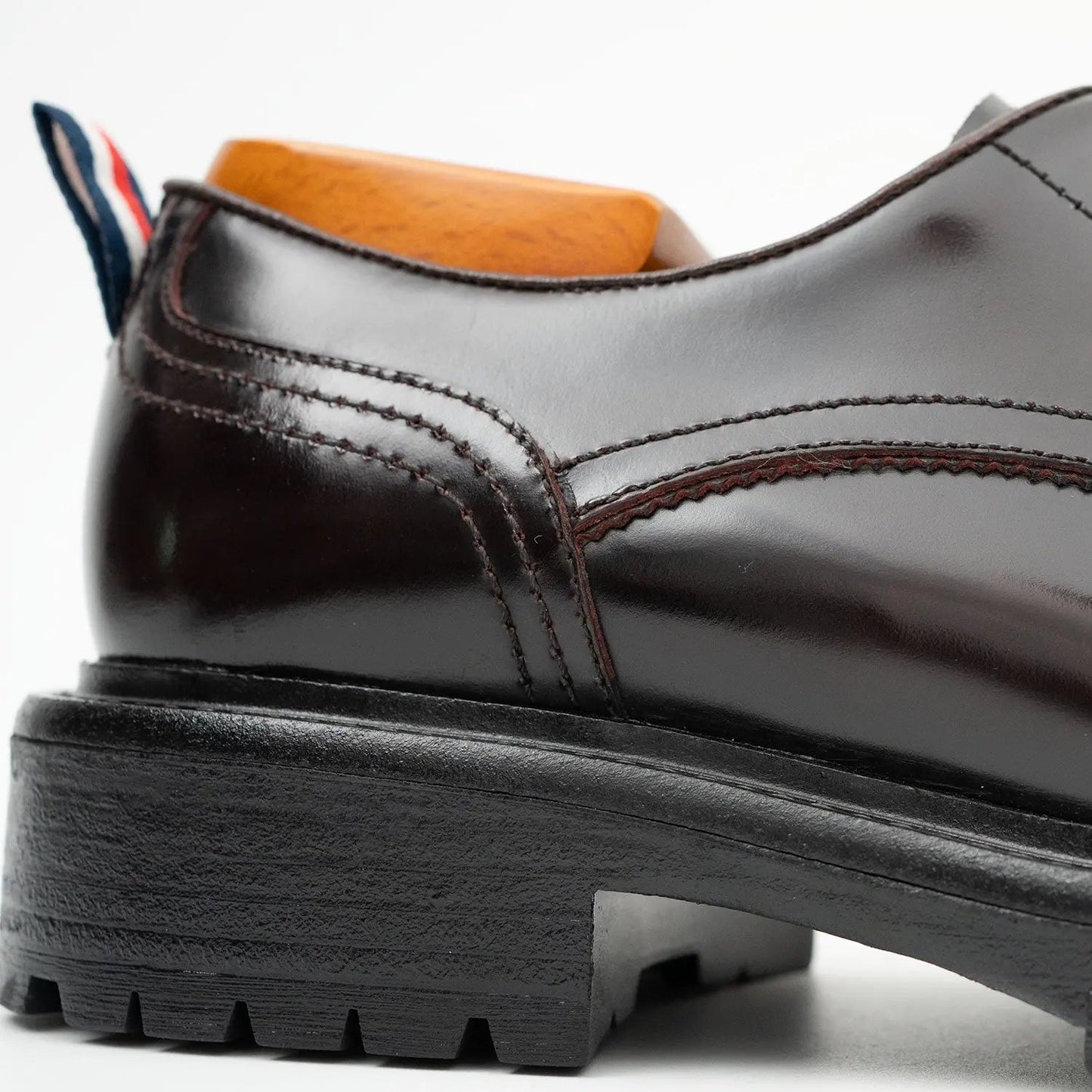 Handcrafted Big Toe Derby Shoes with Thick Sole Wine red