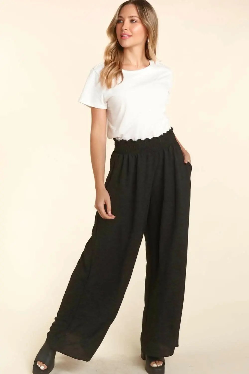 Trendsi Haptics Elastic Waist Wide Leg Pants with Pockets
