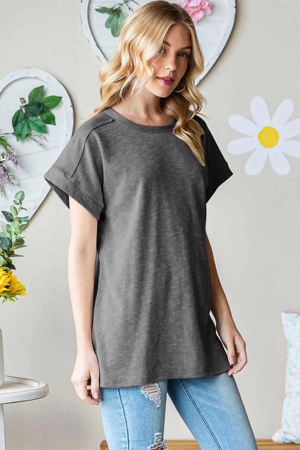 Trendsi just arrived - Heimish Full Size Short Sleeve Round Neck T-Shi
