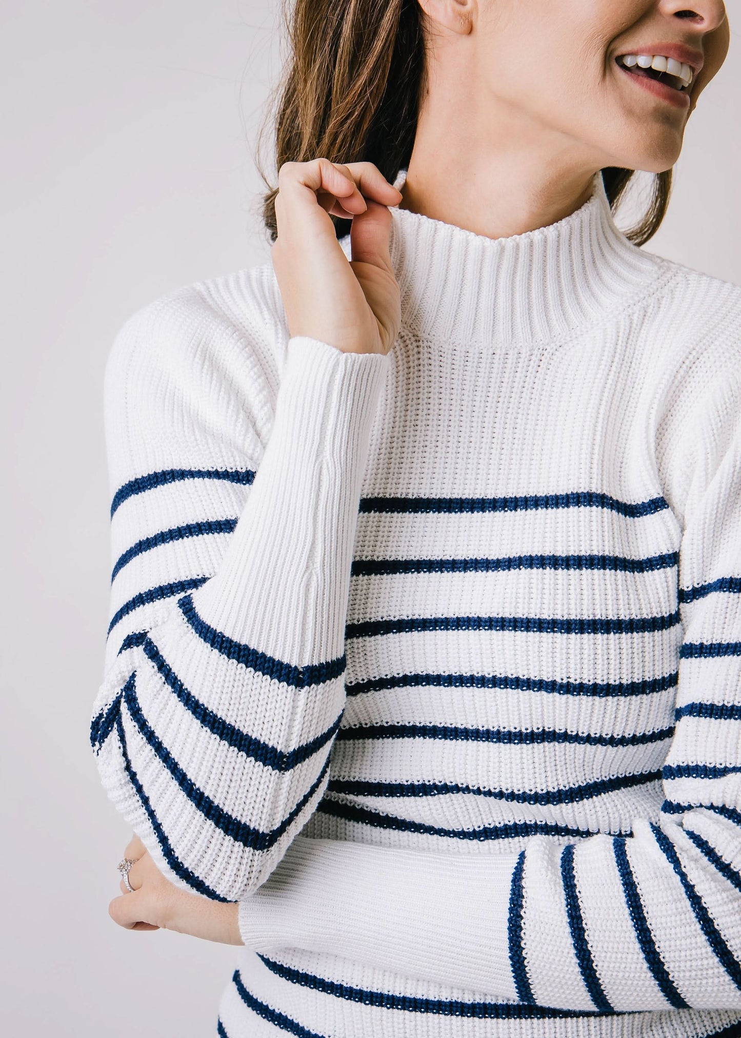 Mock Neck Breton Sweater