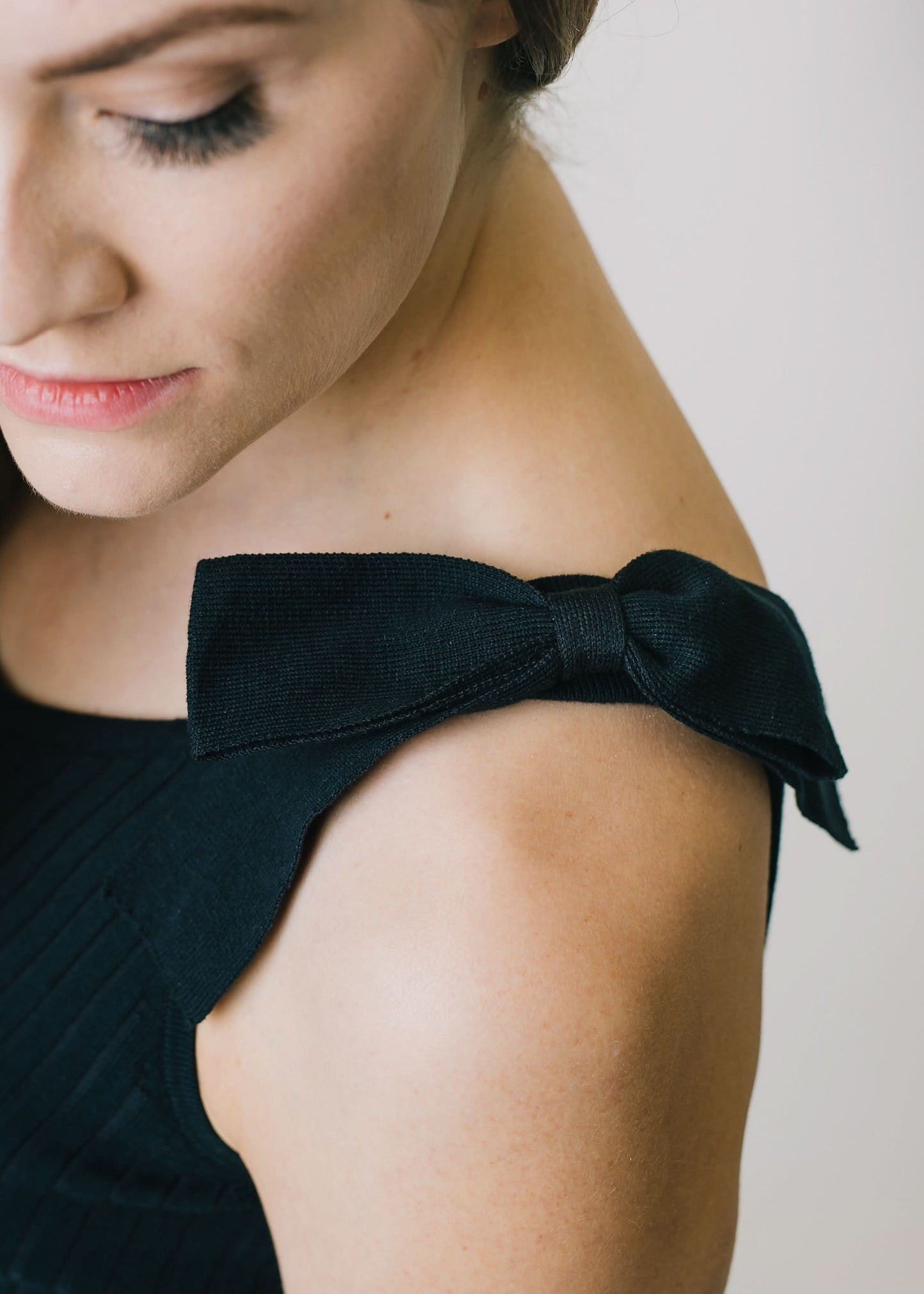 V-Neck Rib Knit Tank with Bow