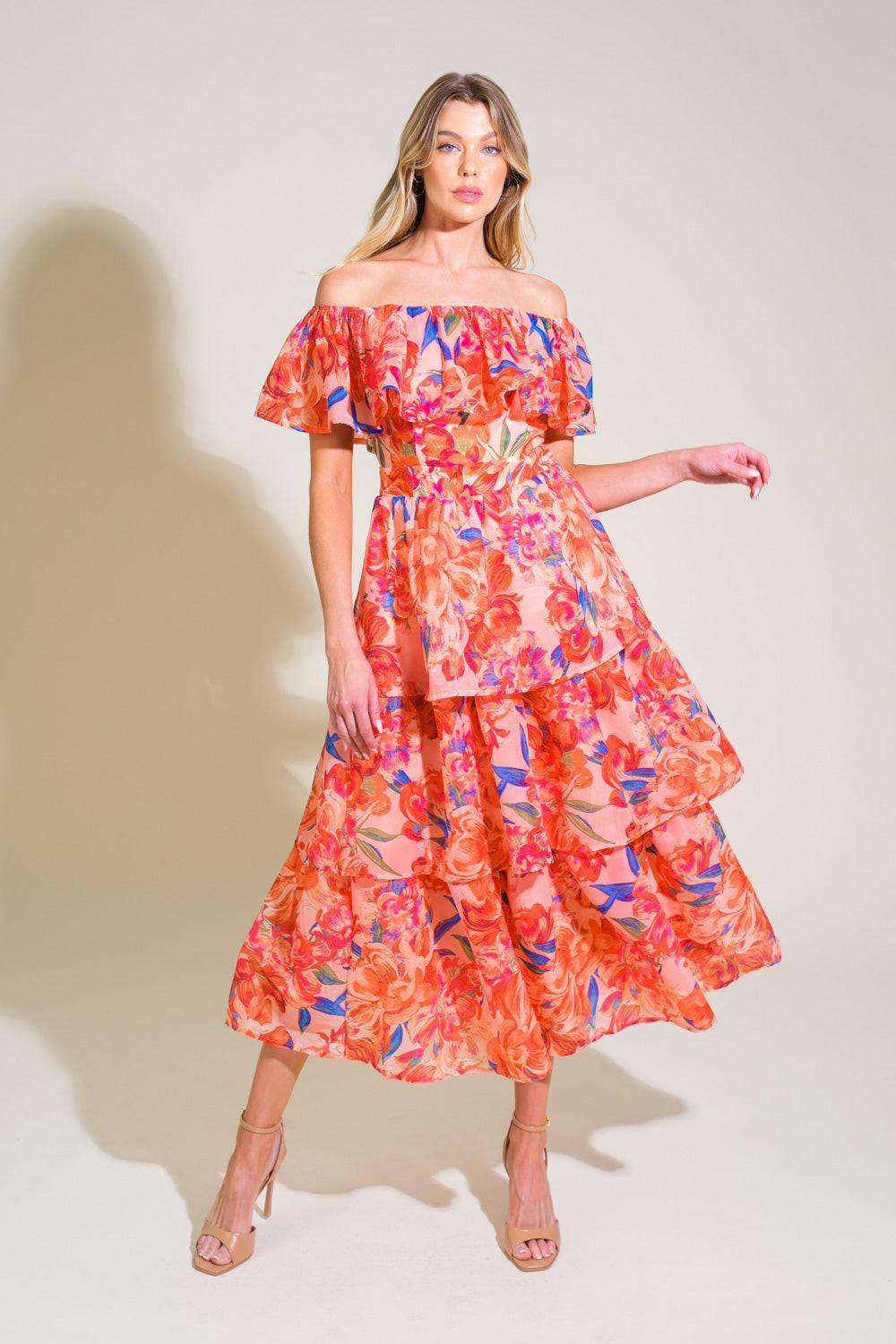 STROLL THE AVENUES WOVEN MIDI DRESS –