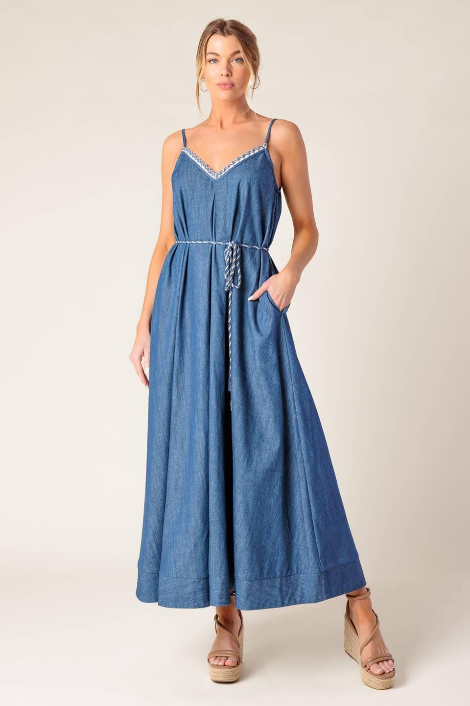 Heartfelt Moment Denim Midi Dress MEDIUM INDIGO / L