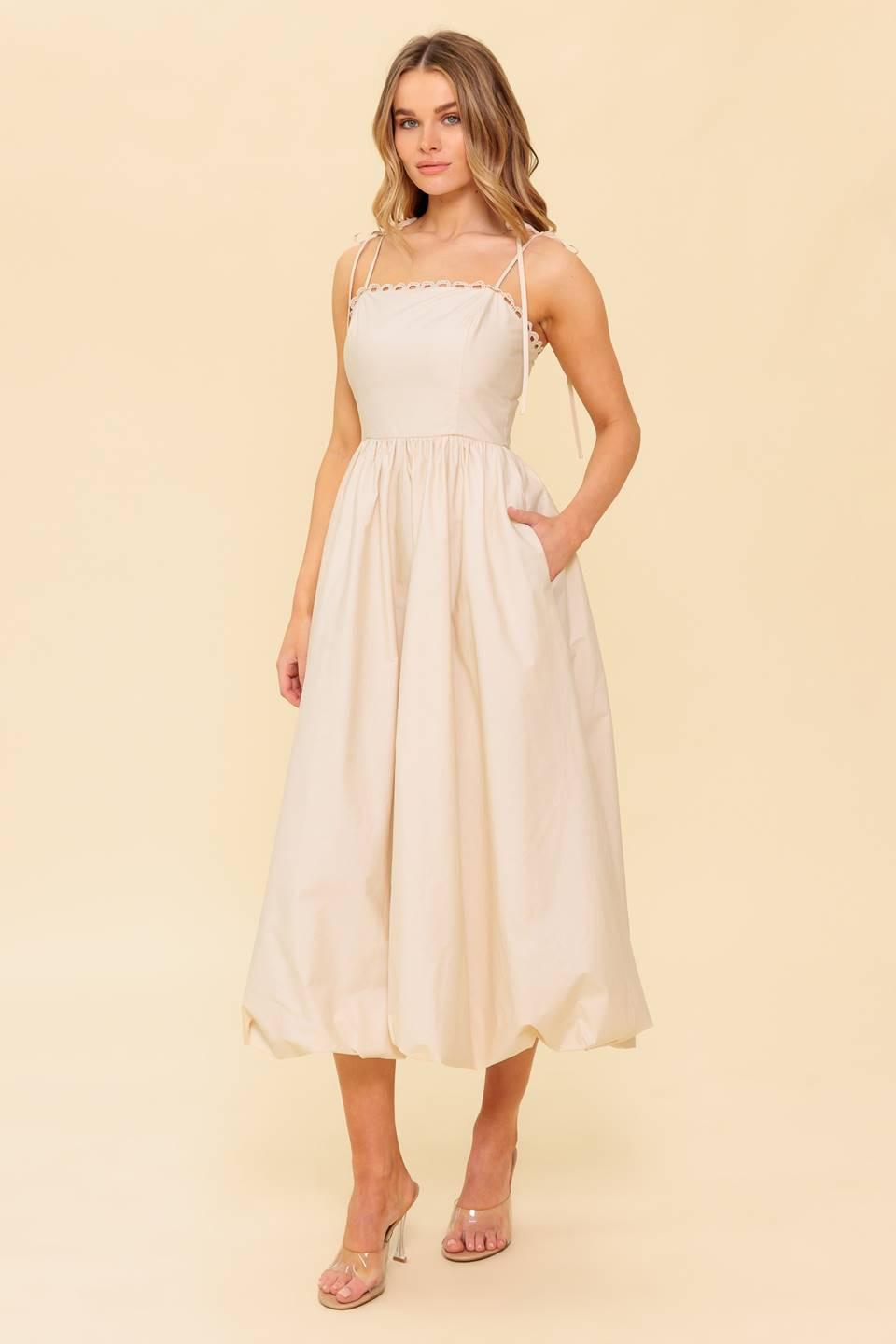 REGAL CUTIE CREAM WOVEN MIDI DRESS L FLYING TOMATO CREAM / L