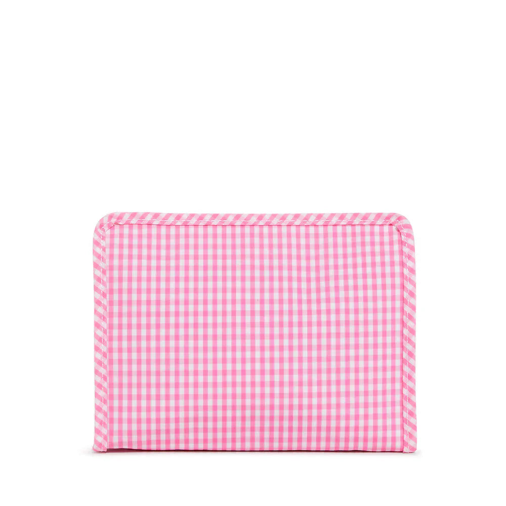 TRVL - Roadie Medium Zip Pouch, Gingham Pink