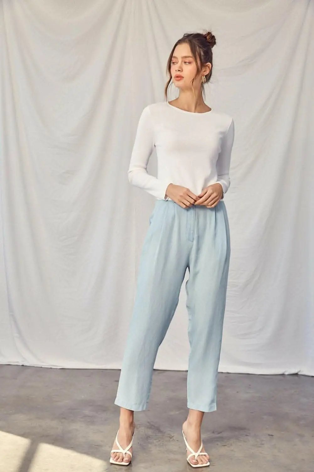 Trendsi Twisted Backless Knit Top Women's Casual Long Sleeve Top - USA Made