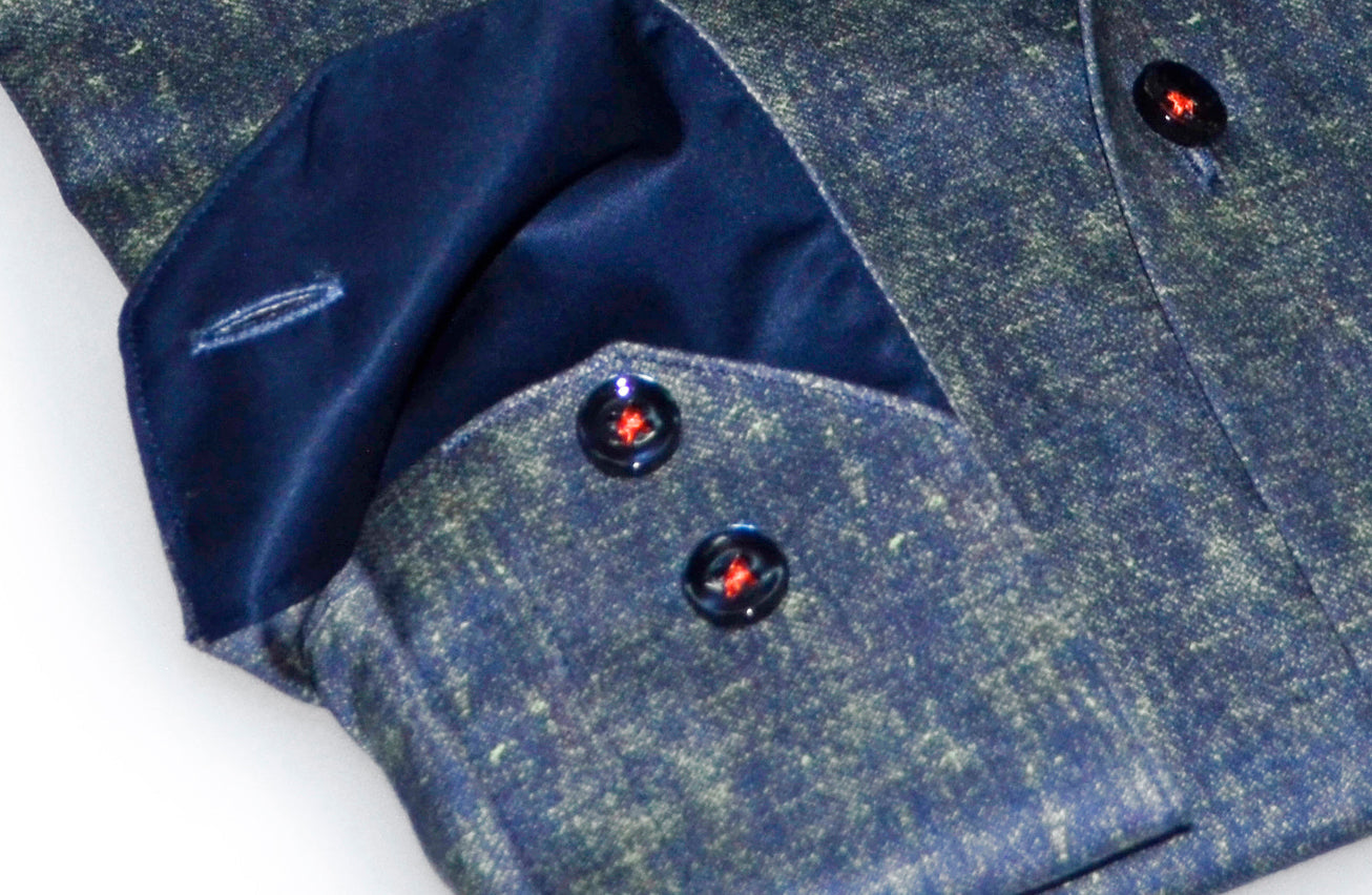 Jimmy Button-Up Shirt With Contrast Details // Green // Contemporary Fit (Regular)- final sale