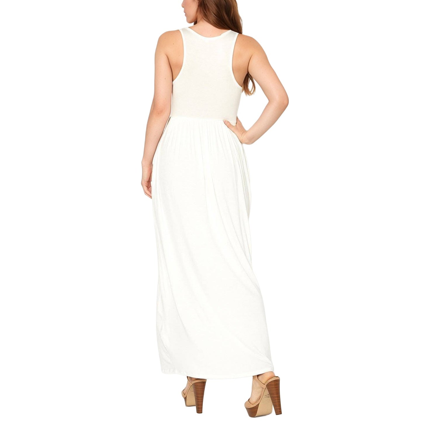 Womens Sleeveless Pleated Maxi Dress