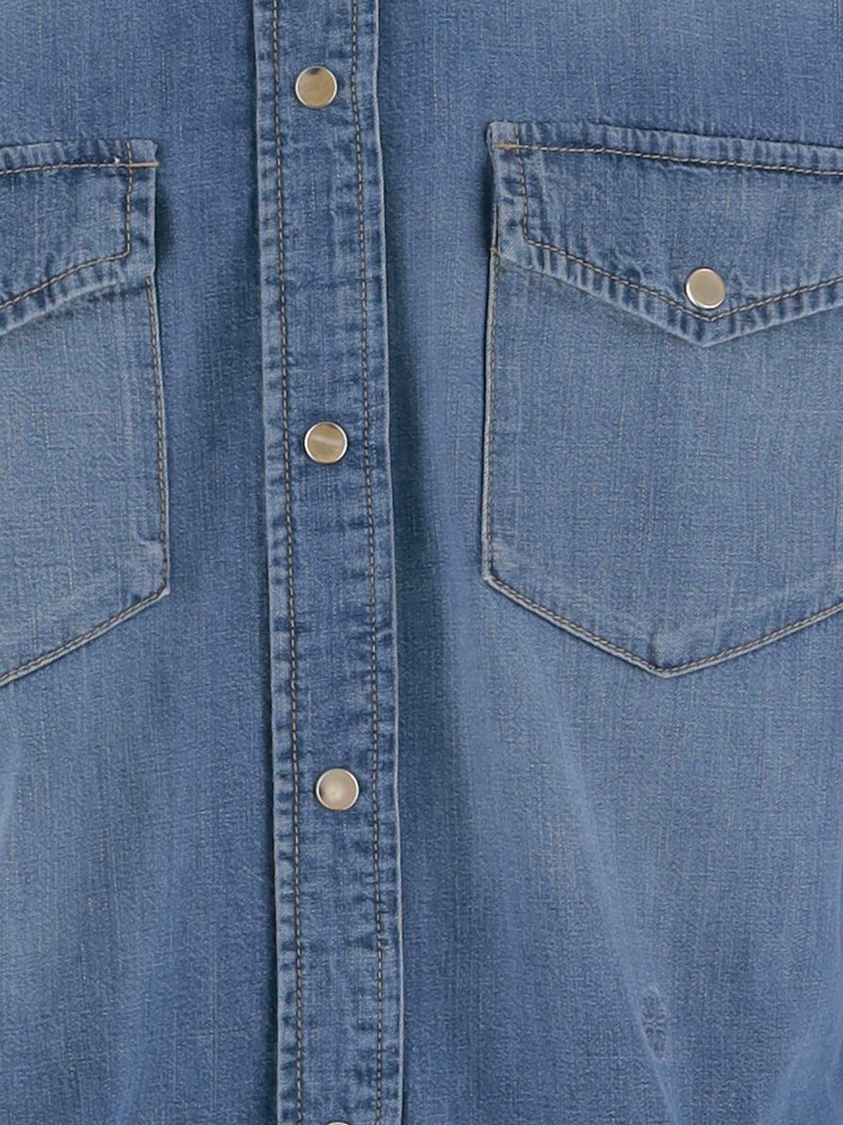 Western Denim Shirt in Mid Blue