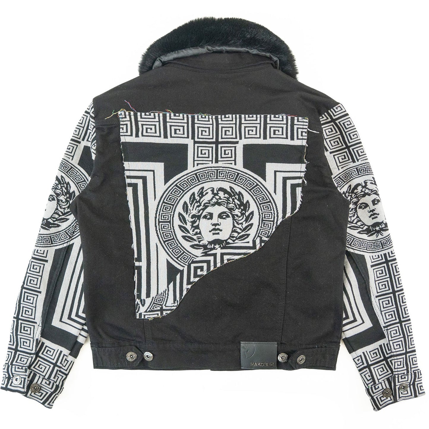 M1054 SARTONI DENIM JACKET WITH FUR COLLAR - BLACK ( NOT SOLD SEPARATELY )