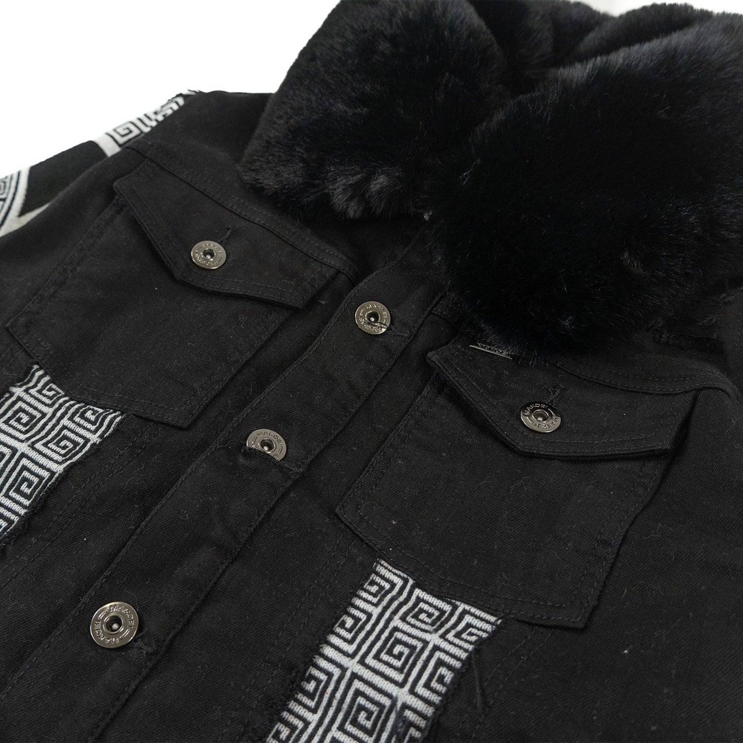 M1054 SARTONI DENIM JACKET WITH FUR COLLAR - BLACK ( NOT SOLD SEPARATELY )