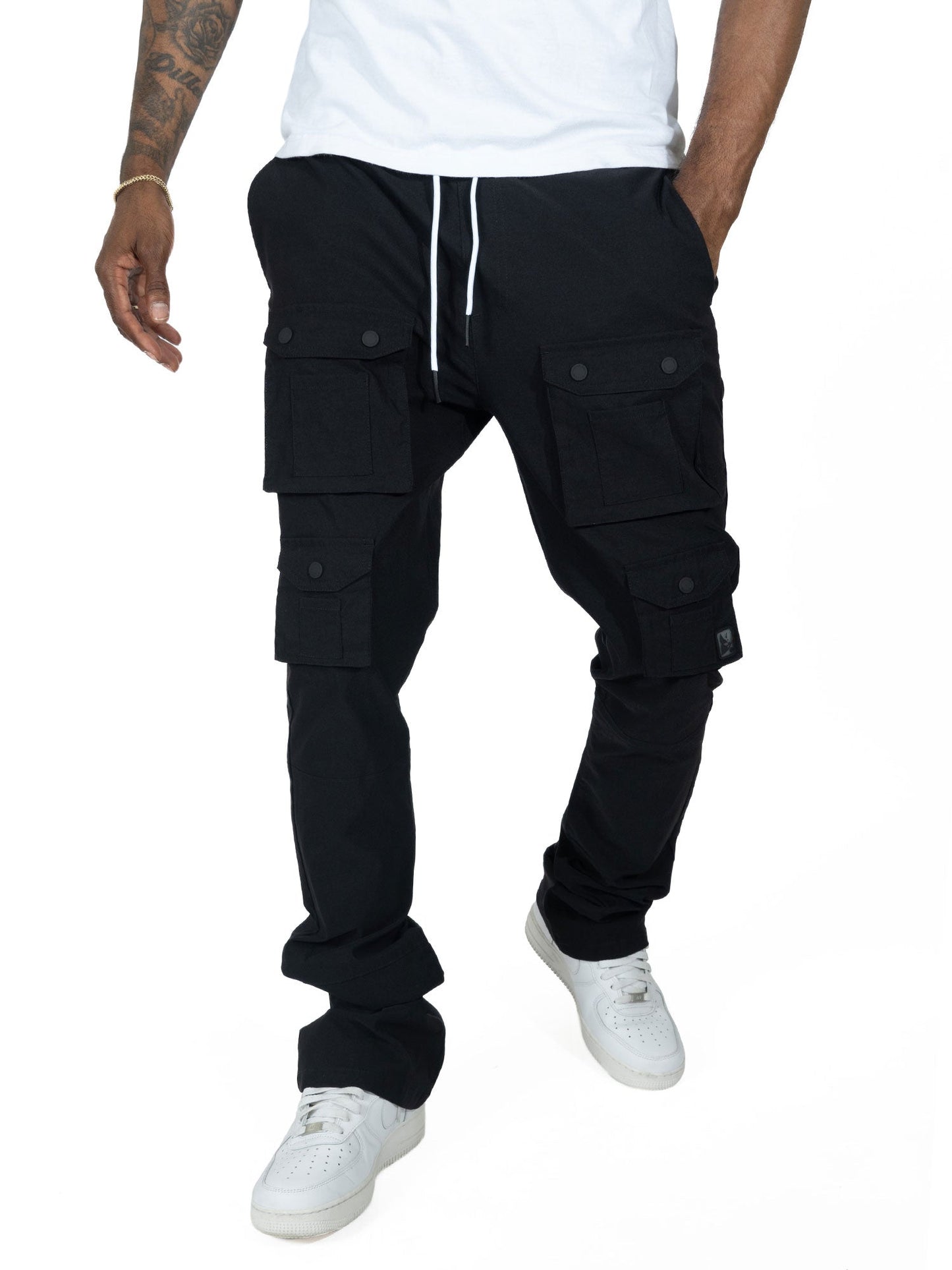M1633 Colton 34” Stack Nylon/Spandex Sweat Pants - Black