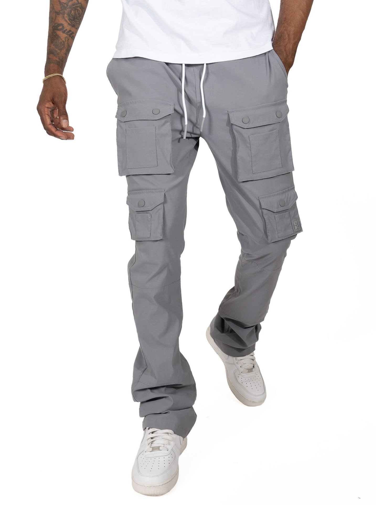 M1633 Colton 34” Stack Nylon/Spandex Sweat Pants - Dark Gray