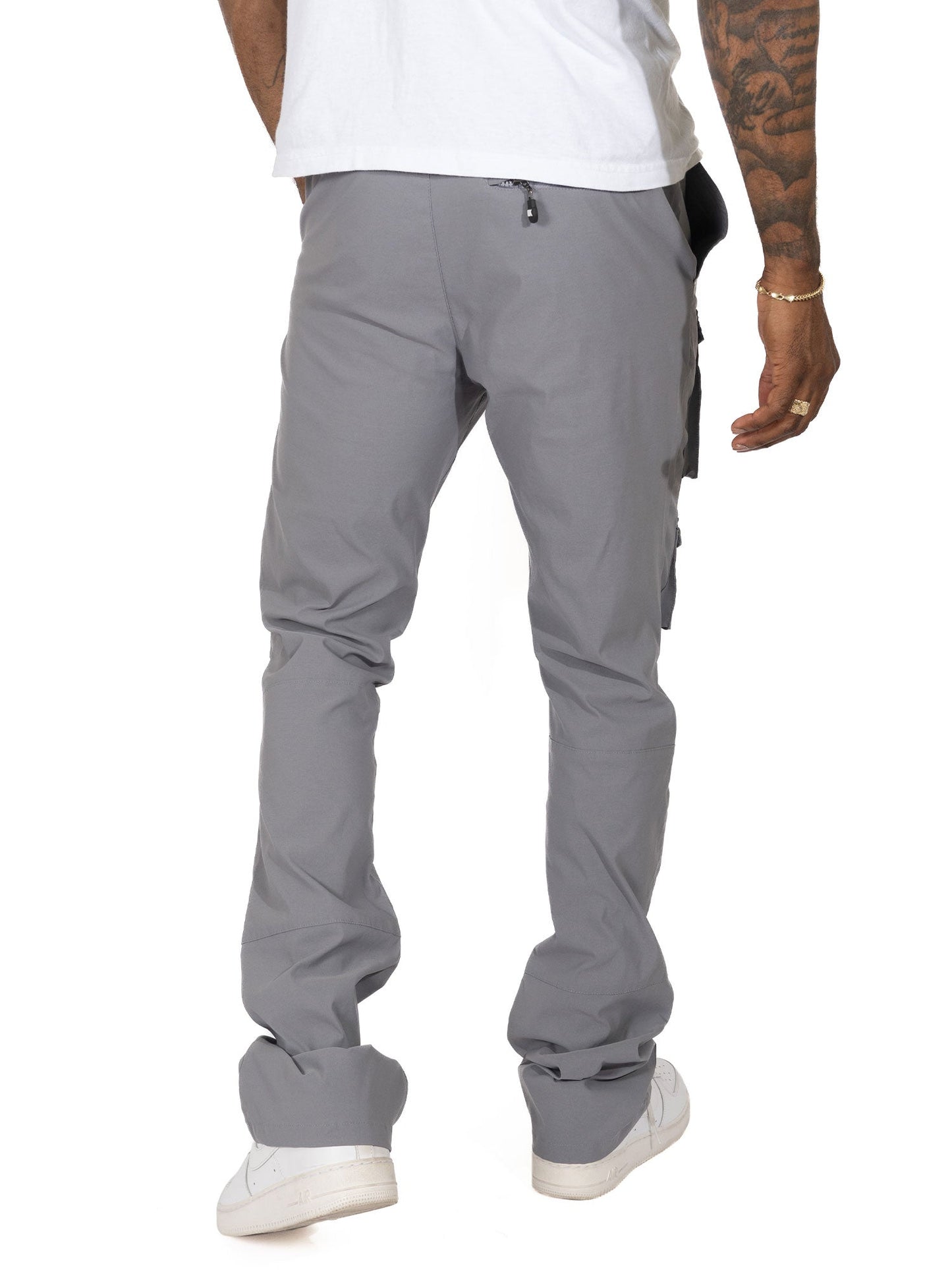 M1633 Colton 34” Stack Nylon/Spandex Sweat Pants - Dark Gray