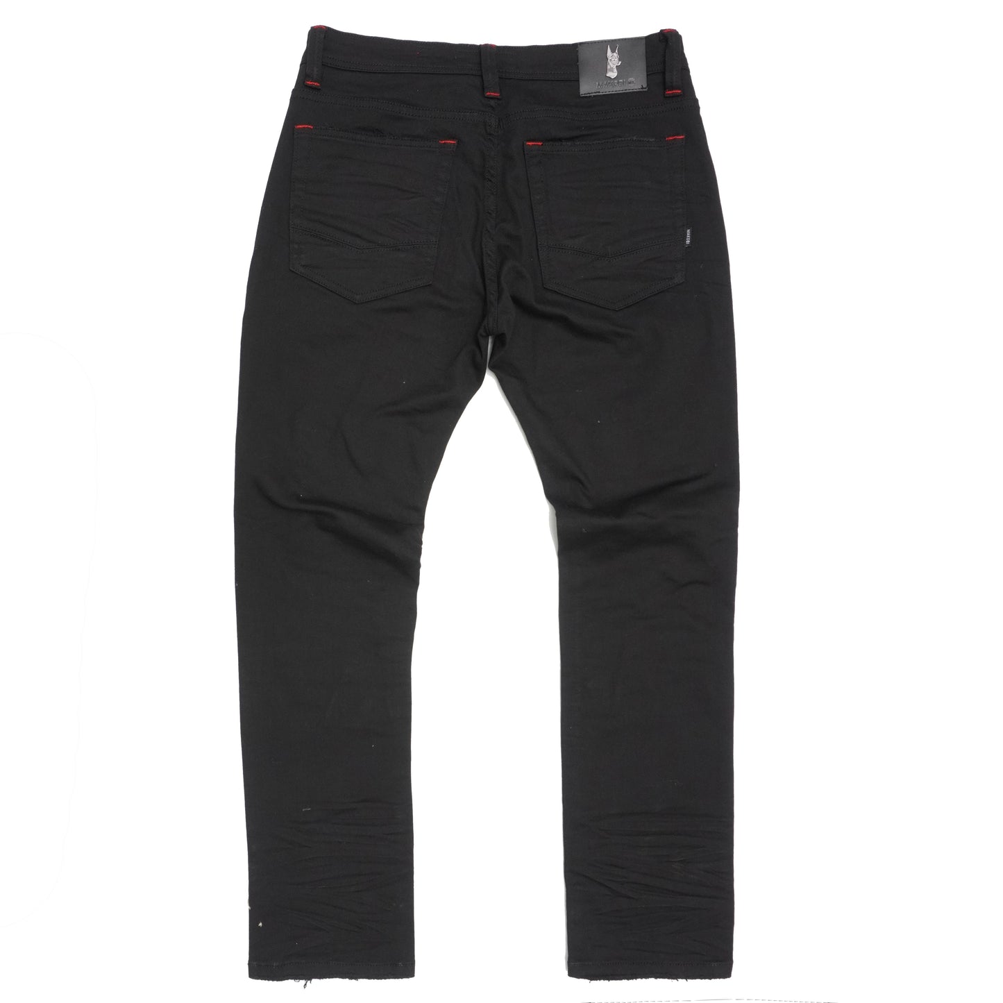 M1773 Makobi Amalfi Denim Jeans W/ Underlay - Black Red