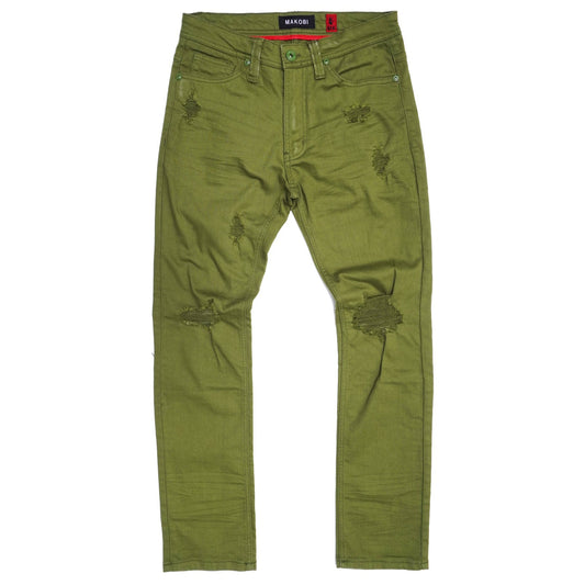 M1932 Makobi Brighton Shredded Twill Jeans - Green