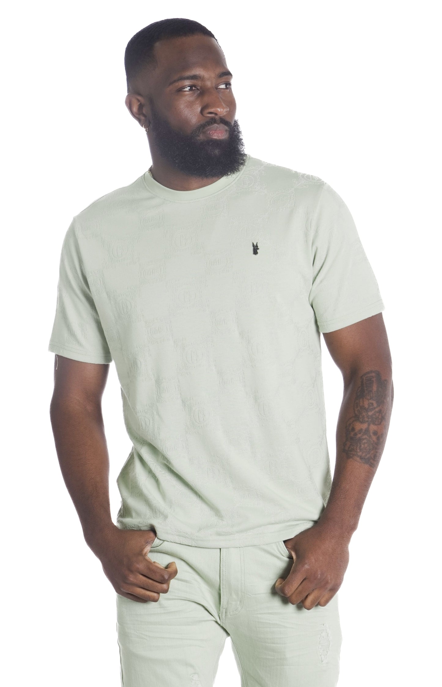 M335 Caspar Embossed Tee - Olive