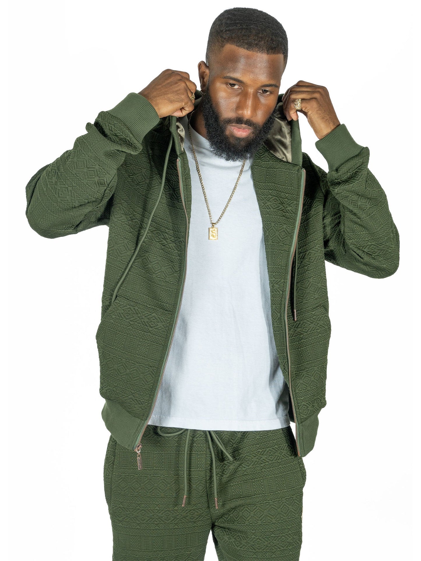 M4356 Berteli Jacquard Hoody Set - Olive