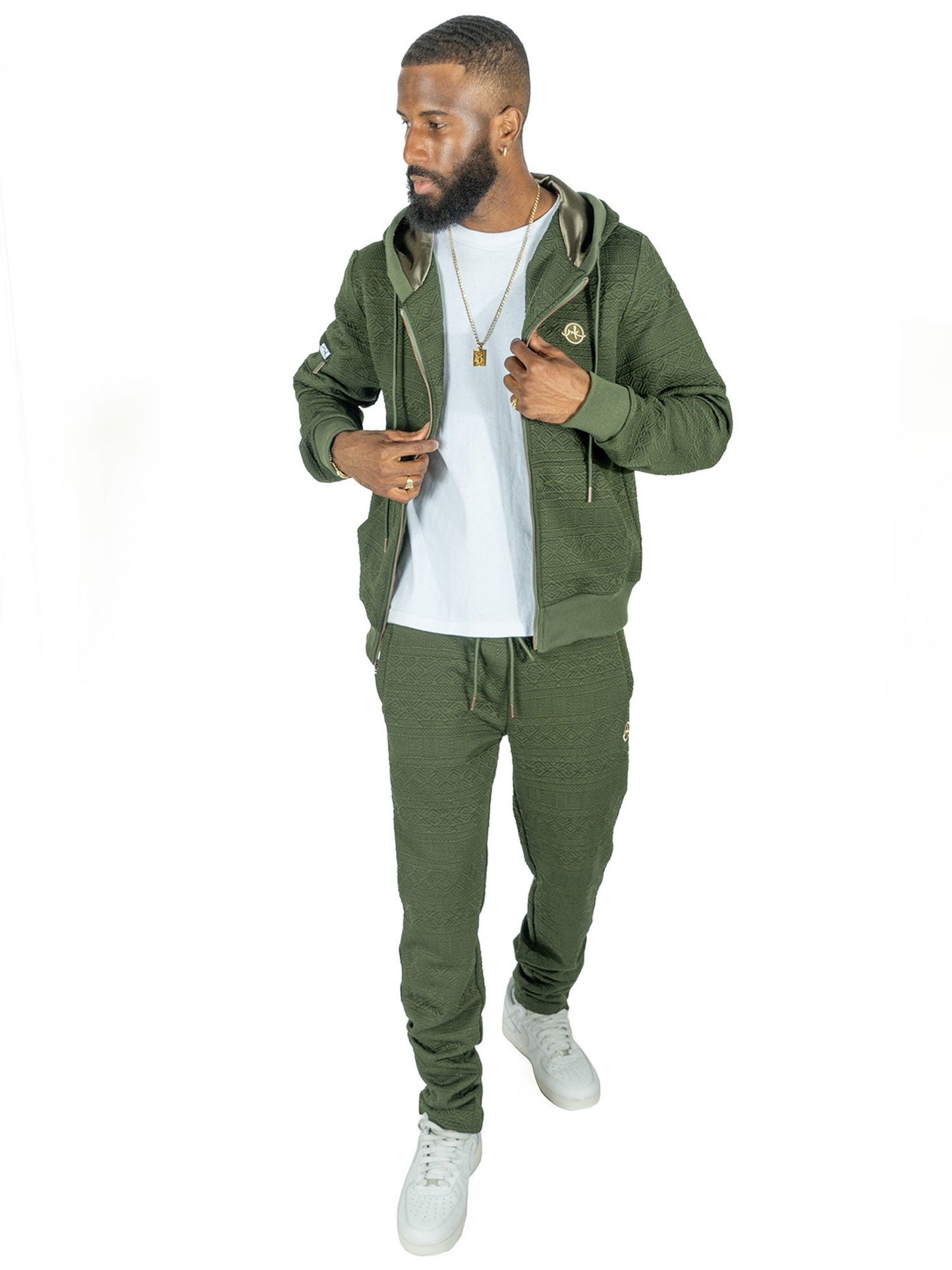 M4356 Berteli Jacquard Hoody Set - Olive