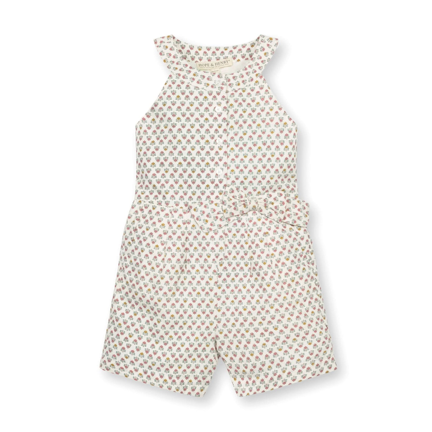 Button Front Halter Romper