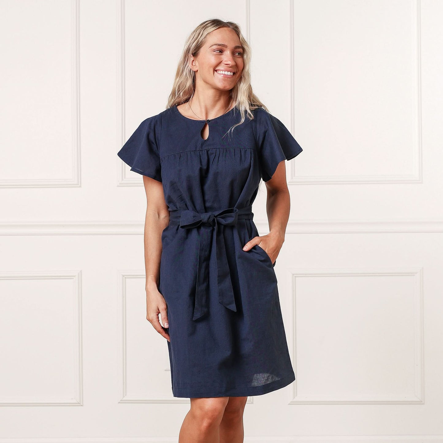 Linen Keyhole Dress