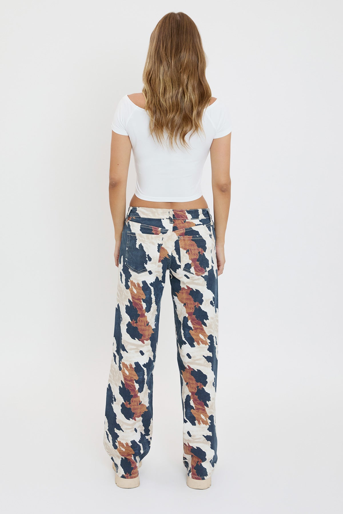 Women's Wide Leg Britney Printed Low Rise Jeans