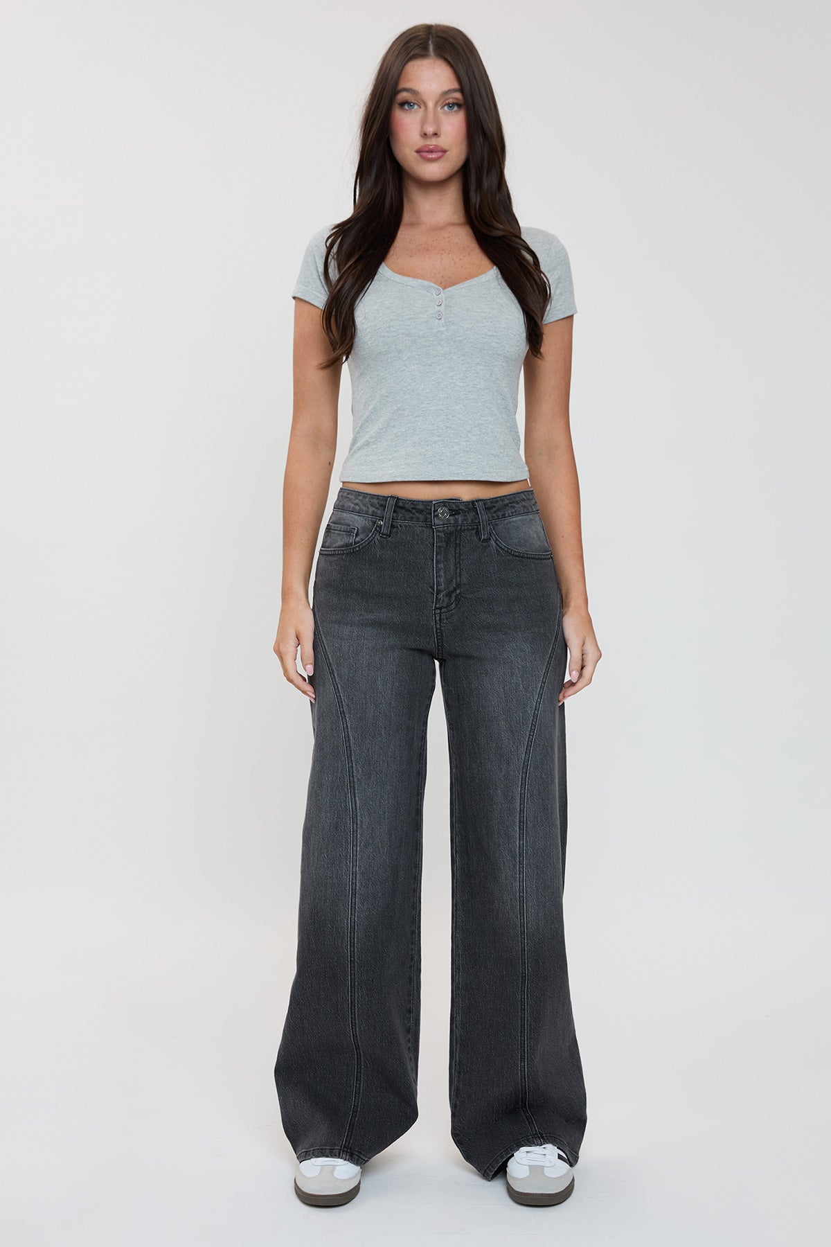 Women's Luxe Bella Seam Detail Wide Leg Jeans