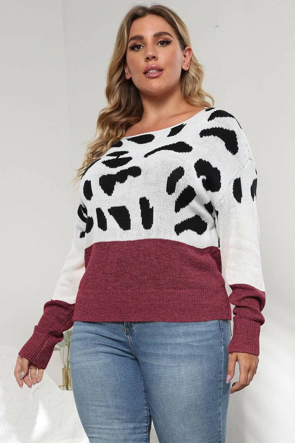 Sweater - Plus Size Leopard Print - Chic & Cozy Knit